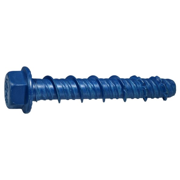 Midwest Fastener Masonry Screw, 3/8" Dia., Hex, 2 1/2 in L, Steel Blue Ruspert, 50 PK 55012